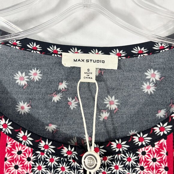 NEW Max Studio Black & White Floral Print Long Sleeve Dress - Size Small - Picture 4 of 7